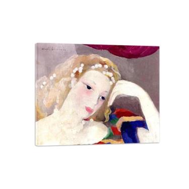 Imagem de MariIe Laurncin Famosas impressões de arte de parede em tela - Imagem moderna de decoração de parede para casa - Reprodução de pintura de cabeça de mulher pronta para pendurar tela embrulhada 20x25 cm