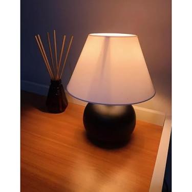 Imagem de Abajur Luminaria De Ceramica Com Cúpula Sala Quarto Ambiente Decoração Cor Fria(Preto Fosco)