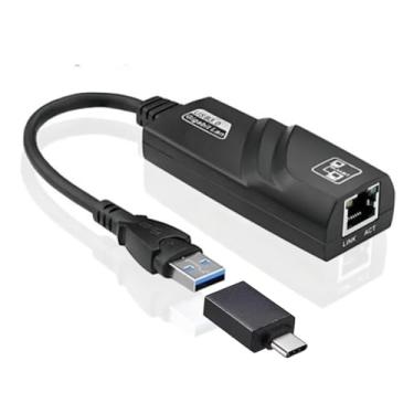 Imagem de Adaptador de Rede USB 3.0/Tipo-C para RJ45 Gigabit - Velocidade de 10/100/1000 Mbps, Compatível com Windows e Mac