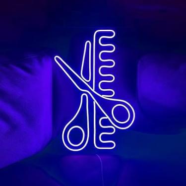 Imagem de Tesouras Led Neon Sign, quadro luminoso para pendurar na parede, para decoração de salão de beleza, cabeleireiro, negócios, cabeleireiro, presente, salão de beleza, decoração de loja de cabeleireiro