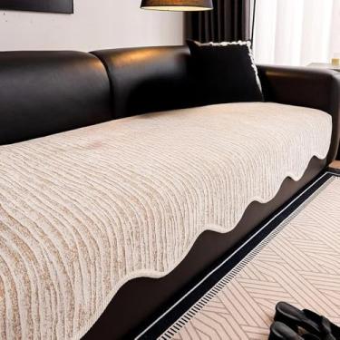 Imagem de Toalha de sofá irregular para todas as estações, capa de sofá universal antiderrapante e lavável, almofada para decoração de sala de estar, A4 cáqui, 110 x 180 cm, 1 peça P