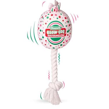 Imagem de Brinquedo de pelúcia e corda para cães – Pelúcia perfumada com bastão de corda durável – Brinquedo de puxar, buscar e mastigar para cães – disponível em tamanhos jumbo e médio – maçã, cereja, uva e