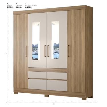 Imagem de Guarda Roupa Casal 4 Portas Com Espelho e 4 Gavetas Florida