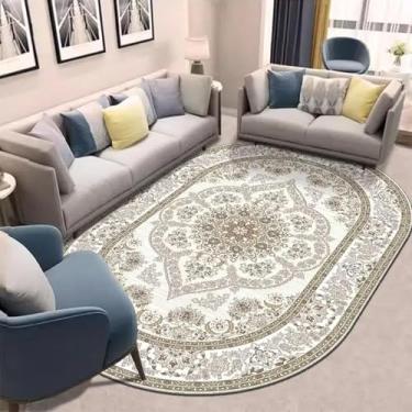 Imagem de Tapete oval para sala de estar, sofá, decoração retrô, mesas de centro, tapetes laváveis (200x250 cm/flanela - 2)