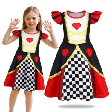 Imagem de Sukyfecde Fantasia de princesa para meninas e crianças, vestido de Halloween, presente de aniversário, roupas de festa, vestidos extravagantes, roupas tamanho 6 (5-6 anos, vermelho)