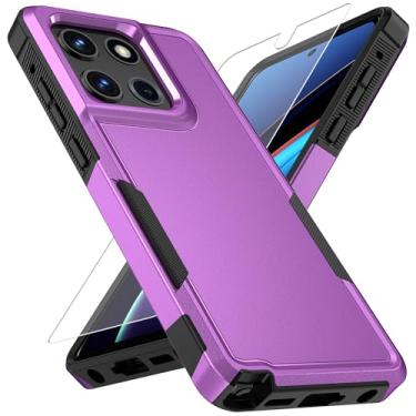 Imagem de Vinve Capa para Moto G Stylus 2025 com protetor de tela HD, à prova de choque de nível militar e proteção de camada dupla, capa de telefone com design de aderência antiderrapante, roxa