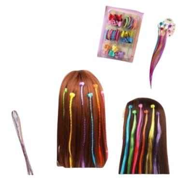 Imagem de Kit Presilha Mecha E Cabelo Colorido Adesivo Unha Infantil