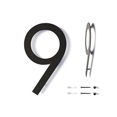 Imagem de Números de casa flutuantes modernos de 30,5 cm (12 polegadas) para exteriores | Números de endereço residencial à prova de ferrugem revestidos em preto | Números de metal