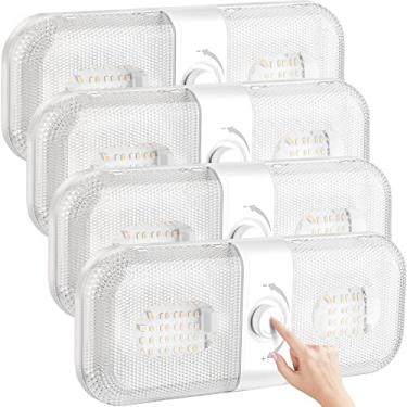 Imagem de LILTSDRAE Luzes de RV Interior 1700LM, Luz LED 3 Cores 12V Volt, Super Brilhante 120 LEDs Luminária Dome para Acessórios de RV/Camper/Carro/Reboque/Barco (Acabamento Cristal/Frio + Luz Natural) 4