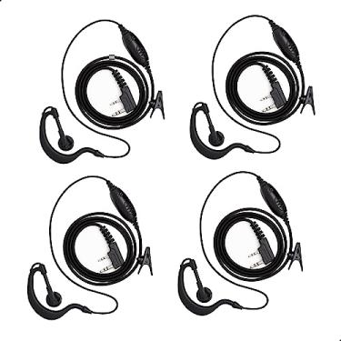 Imagem de Pacote com 4, fones de ouvido Walkie Talkie com microfone e botão PTT, cabo durável reforçado, conector de 2 pinos, fones de ouvido de rádio bidirecionais para Walkie Talkies Baofeng UV-5R UV-82