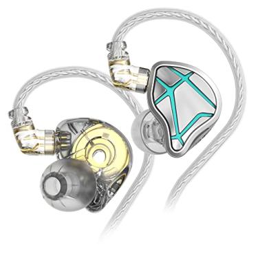 Imagem de Fones de ouvido KZ ESX 10th Anniv HiFi IEM, fones de ouvido estéreo para música, fones de ouvido dinâmicos, cabo banhado a prata 0,75 mm, botões com fio para áudio (sem micro)