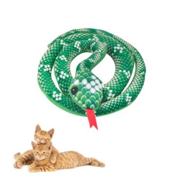 Imagem de Andiker Brinquedo de erva de gato, brinquedo interativo de cobra de 80 cm para gatos mastigarem e arranharem (verde)