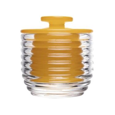 Imagem de LYOR - Manteigueira Francesa de Vidro Colméia Amarela 9,5cm x 9,5cm x 8cm