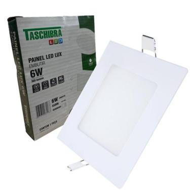 Imagem de Kit 9 Plafon Led Quadrado Embutir 6w Branco Frio 6500k - Taschibra, PL
