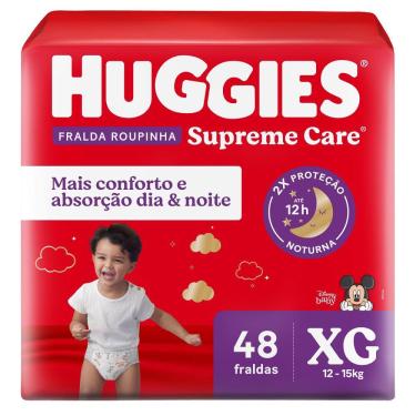 Imagem de Fralda Roupinha Huggies Supreme Care Tamanho XG Pacote Hiper 48 Fraldas Descartáveis
