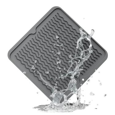 Imagem de ZLR Tapete De Silicone Para Secar Louça Bancada Cozinha, Ecológico Secagem Rápida, Multiuso Fácil Limpar, Descanso Panela Resistente Ao Calor, 30 Cm X Cm, Cinza Escuro