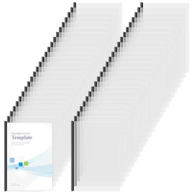 Imagem de 100 capas de relatório transparentes com barras deslizantes, barra deslizante, pasta de arquivo, pasta de plástico para arquivos, papel, livro, retomar cartas, escritório, capacidade para 30 folhas
