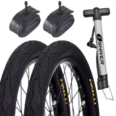 Imagem de Par Pneu Bicicleta Pirelli Tornado Beta Flame Balão Aro 26 x 2.125 + Par Camara + Bomba de ar