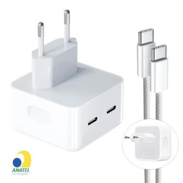 Imagem de Carregador Turbo 50W Fonte Dupla com Cabo Tipo C Trançado 1M para Smar