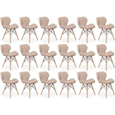 Imagem de Kit 18 Cadeiras de Jantar Charles Eames Slim Wood Estofada - Nude