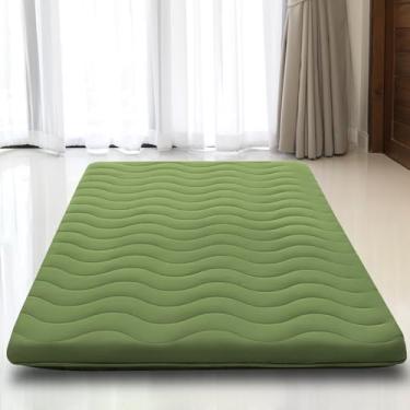 Imagem de Colchão japonês, 100% espuma confortável de alta densidade, colchão dobrável de 10 cm de espessura, tapete de tatame, ideal para conforto e suporte, espreguiçadeira infantil, sofá, verde, solteiro