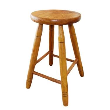 Imagem de Banco Médio em madeira maciça 50cm Alt - Banquinho tamborete