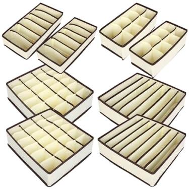 Imagem de Kit 8 Pçs Organizador De Gaveta Multiuso Para Sutiã Calcinha Cueca Meias Gravatas (Bege)