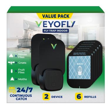 Imagem de VEYOFLY - Armadilha para insetos voadores para interiores - armadilhas para moscas conectáveis: captura moscas de frutas, mosquitos, mosquitos, traças e outros insetos com luz UV e placa decalque,