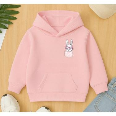 Imagem de Moletom Canguru Infantil Feminino Estampa Coelha no Bolsinho Blusa De 
