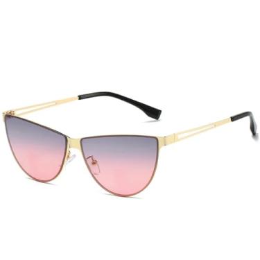 Imagem de Óculos de sol estilo gatinho feminino, armação de metal vintage, óculos de sol para áreas externas, viagens, direção, UV400 (dourado, cinza, rosa)