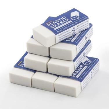 Imagem de Realzeva Borracha branca, pacote com 8 borrachas a granel para sala de aula, borrachas brancas para escola, artigos essenciais para sala de aula e borracha de volta às aulas, sem látex e sem