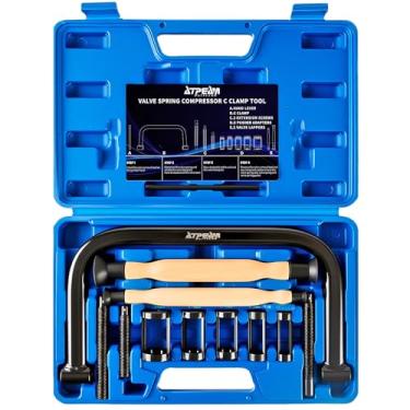 Imagem de ATPEAM Ferramentas de compressor de mola de válvula com ferramenta de lapidação de válvula conjunto de ferramentas de grampo C sólido para motocicleta, ATV, carro, motores pequenos