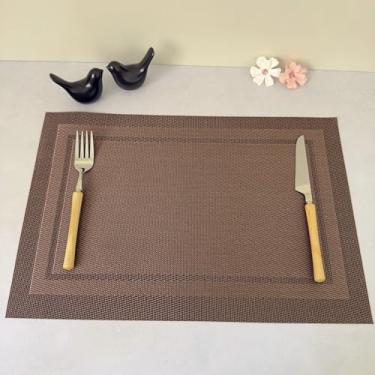 Imagem de Kit 10 Pçs Jogo Americano Retangular de Mesa Posta Jantar Descanso Prato Cozinha (Marrom Mod B)