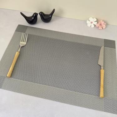 Imagem de Kit 10 Pçs Jogo Americano Retangular de Mesa Posta Jantar Descanso Prato Cozinha (Prata Mod C)