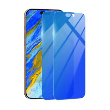 Imagem de stilluxy Pacote com 2 protetores de tela de privacidade para iPhone 13 Pro Max/14 Plus vidro temperado 9H [azul gradiente] [fácil instalação] [anti-luz azul] 6,7 polegadas, antibolhas, cobertura total