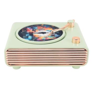 Imagem de Eujgoov Alto -falante Vintage Luz Colorida Small Wireless Speaker HiFi Record Player para Entusiastas da Música, Toca -discos para Salão de Estar, Bateria de íons de Lítio, Preto (Verde)