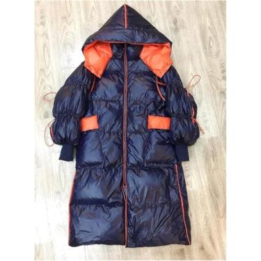 Imagem de Jaqueta Ultra Quente E à Prova De Vento 90% White Duck Down Jacket Mulheres Inverno Down Jacket Long Luxury Female Parka Com Capuz Solto Quente Senhoras Down Coat, Blue Color, M
