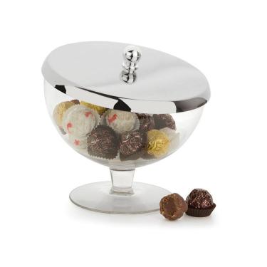 Imagem de Bomboniere Andrea  Baleiro Chocolate Vidro E Aço Inox Forma