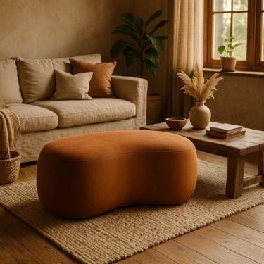 Imagem de Puff Redondo Orgânico Moderno Feijão Sala Quarto Recpção Luxo 100cm - 