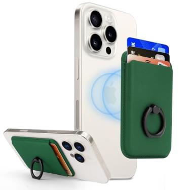 Imagem de Porta Cartões Carteira Magsafe com Anel para iPhone Seguro e Prático Proteção Antifurto, Verde
