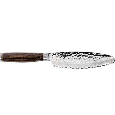 Imagem de Shun Faca utilitária Premier Ultimate da Cutlery de 15 cm, faca de cozinha serrilhada larga perfeita para cortes precisos, ideal para preparar sanduíches ou aparar legumes pequenos, faca japonesa feita à mão