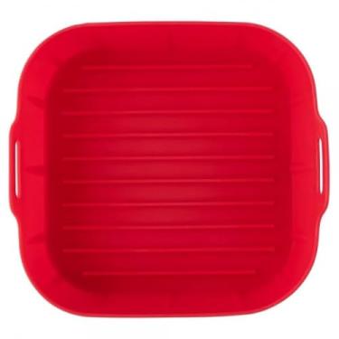 Imagem de Forma Silicone Reforçada Quadrada 20cm Air Fryer 4~6L Antiaderente Longa Durabilidade(Vermelho,2 PCS)