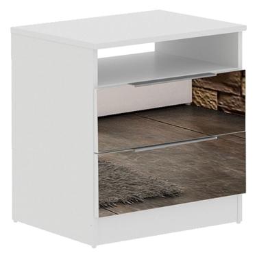 Imagem de Mesa de Cabeceira com 2 Gavetas com Espelho Branco Madesa 3227
