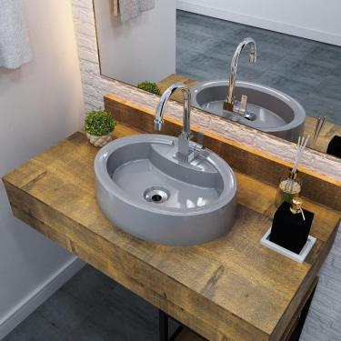 Imagem de Cuba Apoio Oval Onix O43w Colorida Cinza