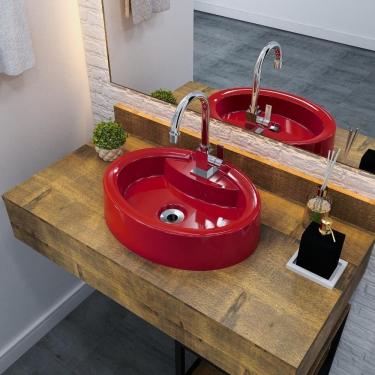 Imagem de Cuba Apoio Oval Onix O43w Colorida Vermelho