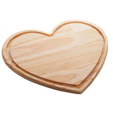 Imagem de Tabua de Corte de madeira Woodart Pinus Coração 25x22x2cm - Rojemac