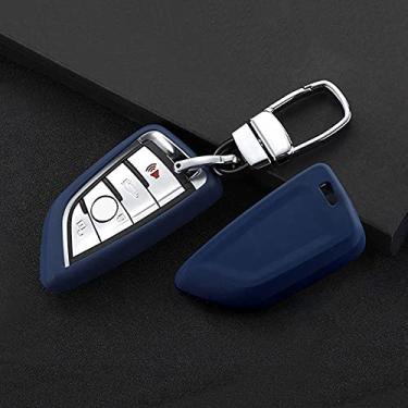 Imagem de CSHU Porta-chaves do carro capa porta-chaves porta-chaves, adequado para BMW 2 3 5 7 6GT X1 X3 X5 X6 F45 F46 G20 G30 G32 G11 G11 G12 F48 G01 F15 F85 F16 F86, gancho azul
