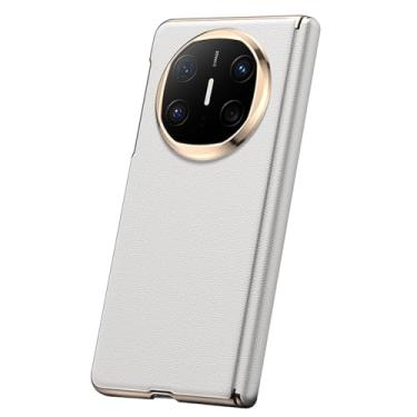 Imagem de HAOMRIYL Capa de couro magnética para Huawei Mate X6, cobertura de dobradiça ultrafina capa traseira de telefone capa traseira de luxo negócios à prova de choque, branca, Mate X6