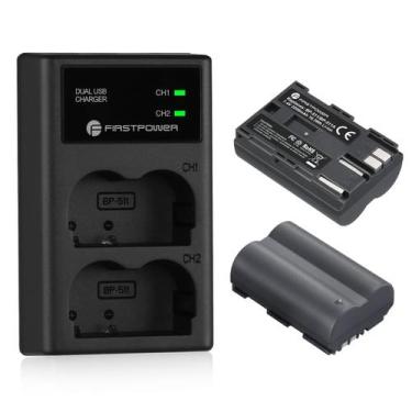 Imagem de Bateria e carregador FirstPower BP-511 BP-511a 2200mAh x2 7,4V