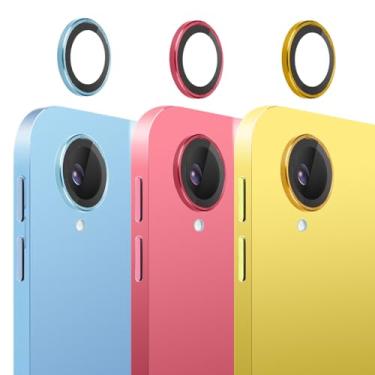 Imagem de Luchantle 3 conjuntos para iPad 11 A16 (2025) protetor de lente de câmera, vidro temperado 9H, acessórios de decoração de anel de metal (azul-vermelho-amarelo)